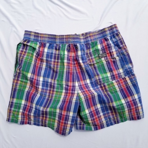 POLO RALPH LAUREN- Mens Size Large/Tall LT Plaid Swim Trunks Lined Board Shorts - Picture 6 of 14